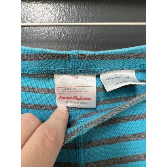HANNA ANDERSSON Blue Gray STRIPE PAJAMA PANTS ADULT UNISEX SIZE 150cm US12 - Picture 3 of 4